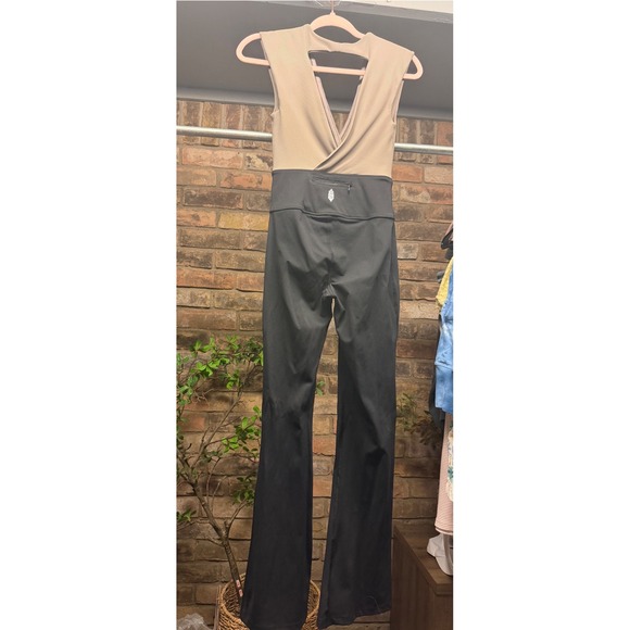 FP Movement Pants - SOLD FP Movement Free People Good Karma Flare Jumpsuit Tan Black Medium